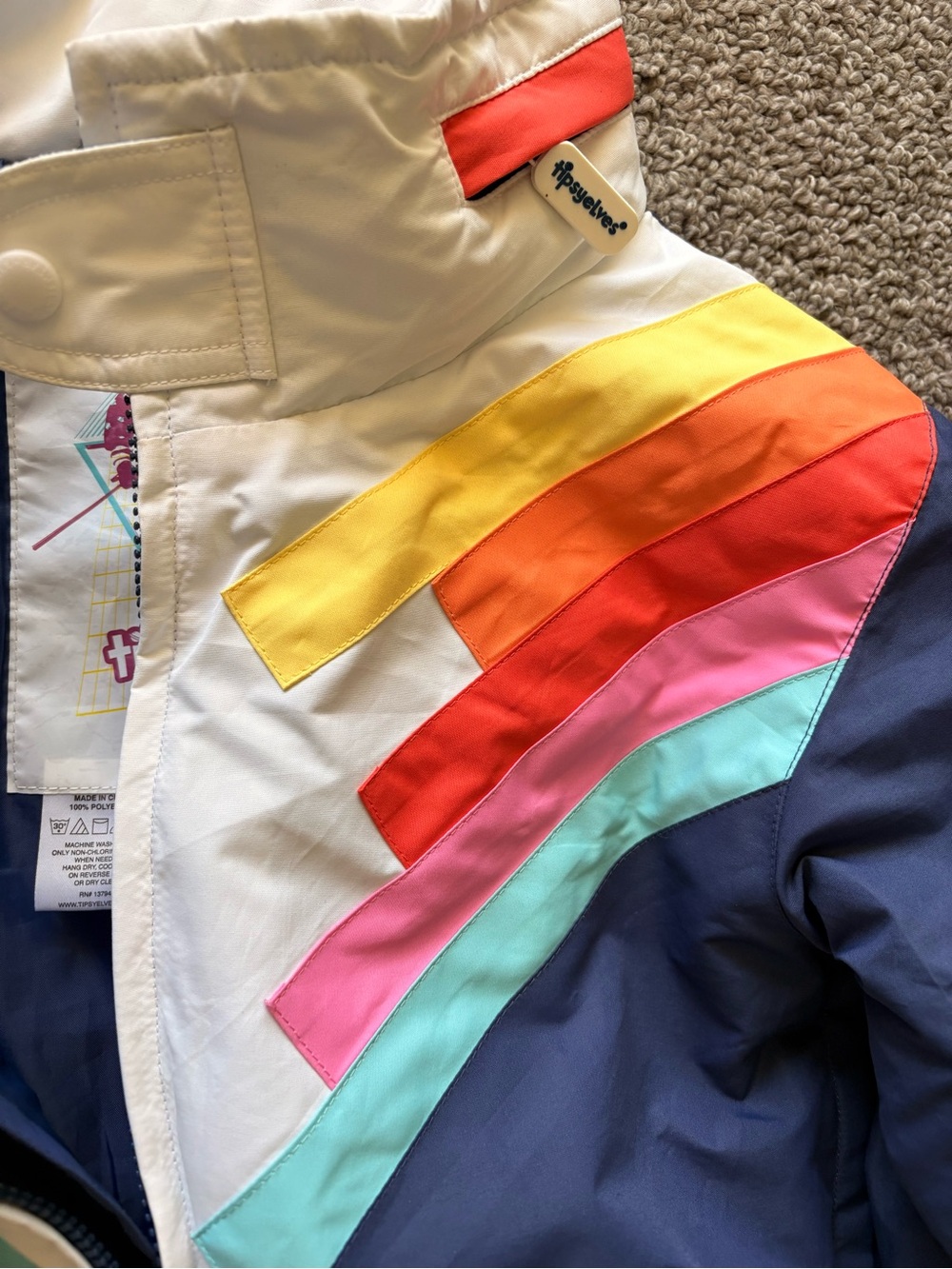 Tipsy Elves Women M Shredder Snowboard Ski suit Rainbow Retro Winter Joy - Picture 8 of 10